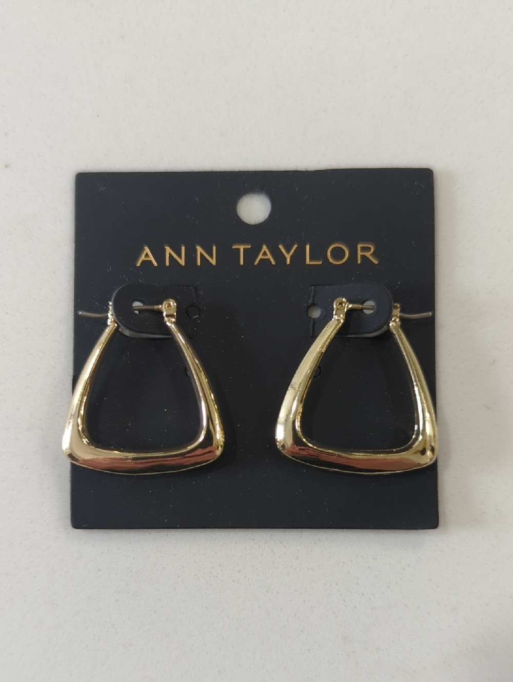 Ann Taylor Shiny Gold Triangular Hoop Earrings